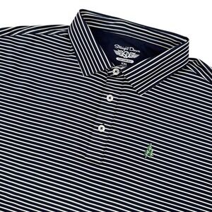 Straight Down Mens XXL Polo Southampton Performance Striped Golf Shirt Blue NEW